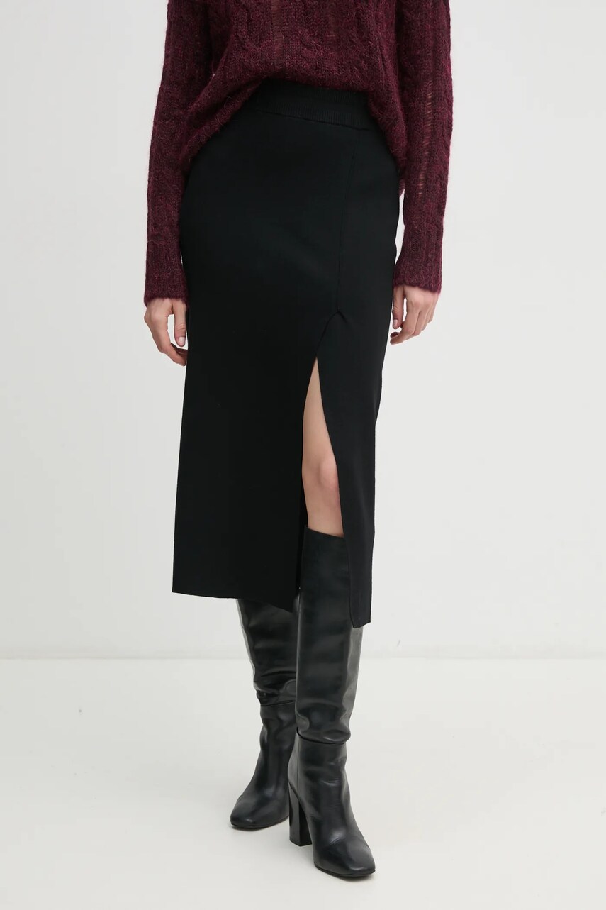 United Colors of Benetton fustă culoarea negru, midi, creion, 17Q3D001P