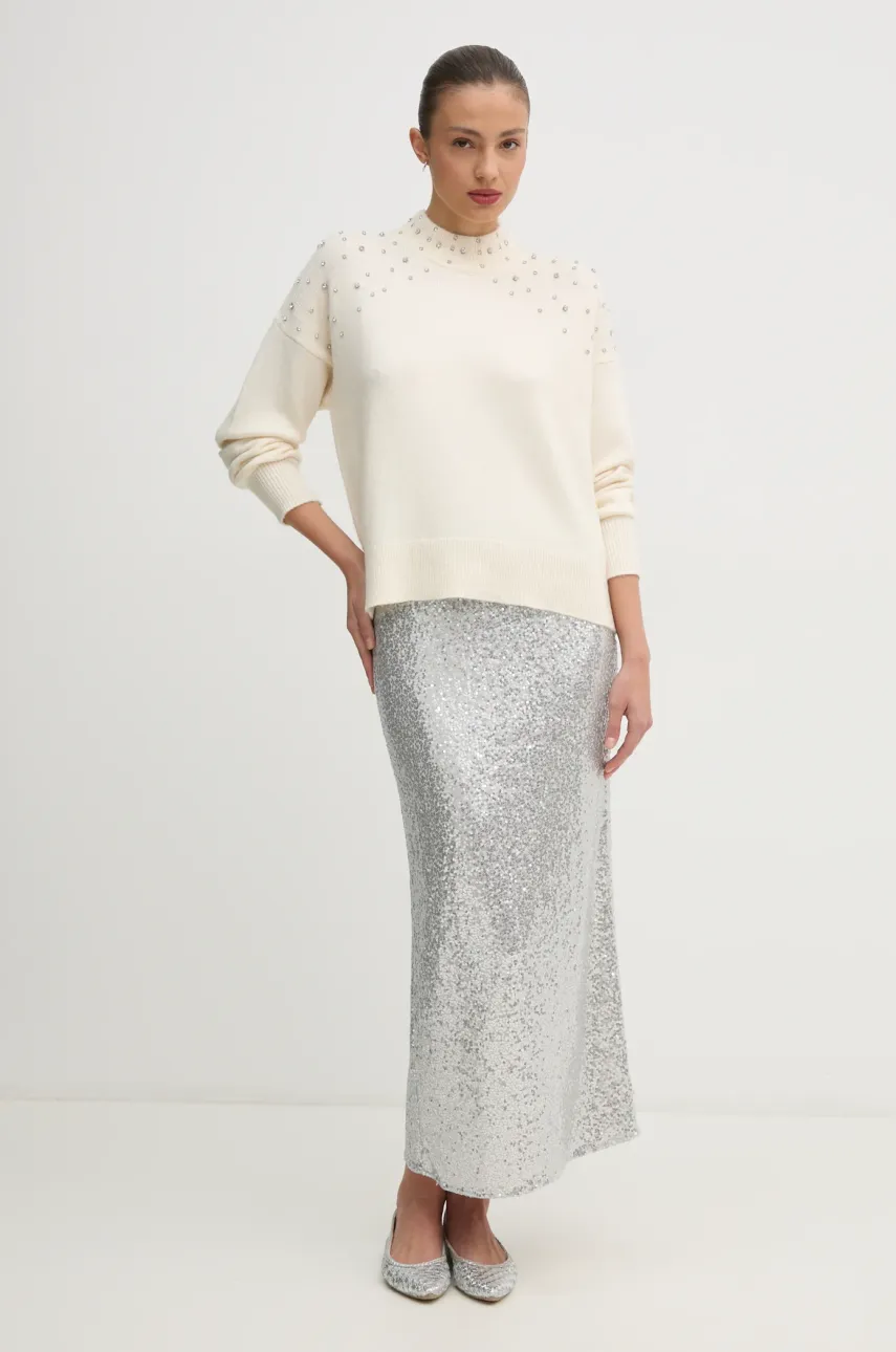 Юбка United Colors of Benetton цвет серебрянный midi карандаш 4RO6D0046 Юбка United Colors of Benetton цвет серебрянный midi карандаш 4RO6D0046