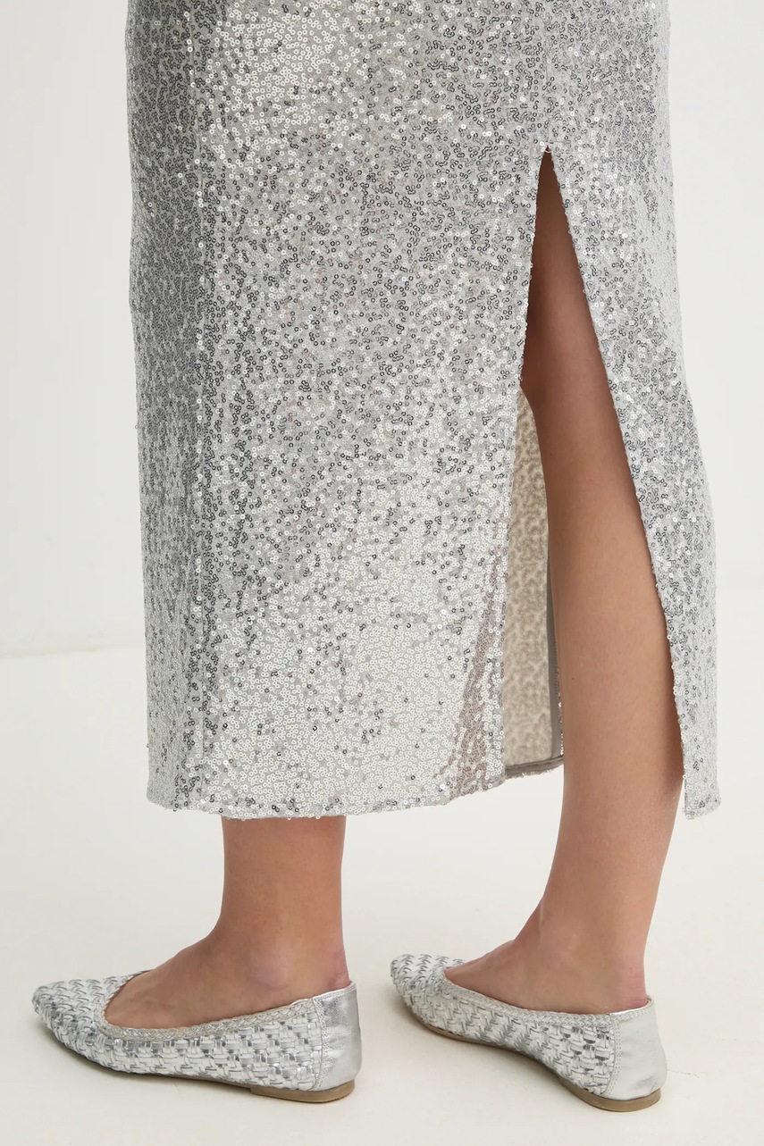 Спідниця United Colors of Benetton колір срібний midi олівець 4RO6D0046 