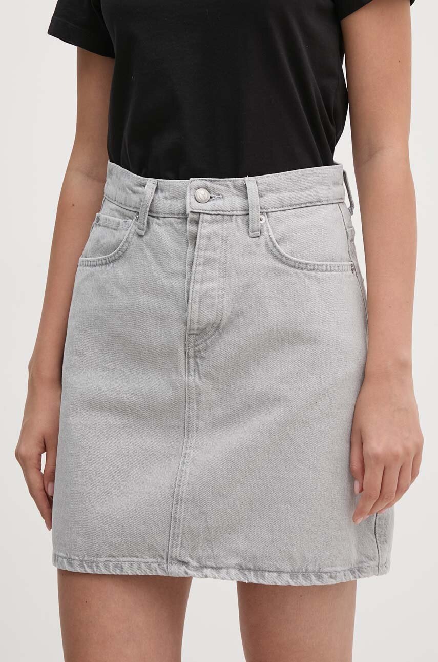 

Дънкова пола Pepe Jeans MINI SKIRT HW CLOUD в сиво къса разкроена PL901136, Сив