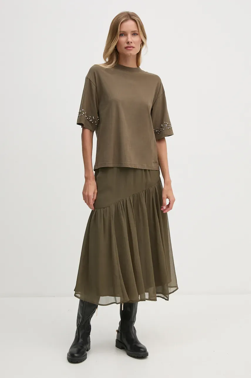Юбка Pepe Jeans REJOICE цвет зелёный midi расклешённая PL901160 Юбка Pepe Jeans REJOICE цвет зелёный midi расклешённая PL901160