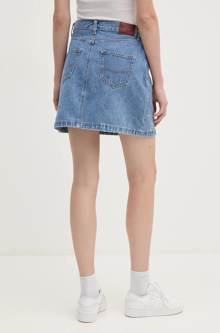 Rifľová sukňa Pepe Jeans MINI SKIRT HW GLITTER