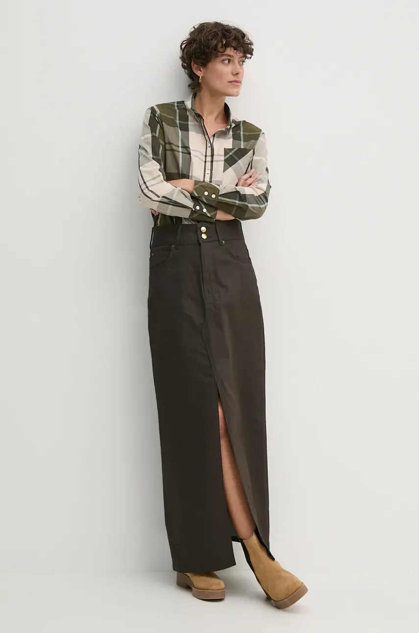 Джинсовая юбка Pepe Jeans MAXI SKIRT HW COATED цвет коричневый maxi прямая PL901167 Джинсовая юбка Pepe Jeans MAXI SKIRT HW COATED цвет коричневый maxi прямая PL901167
