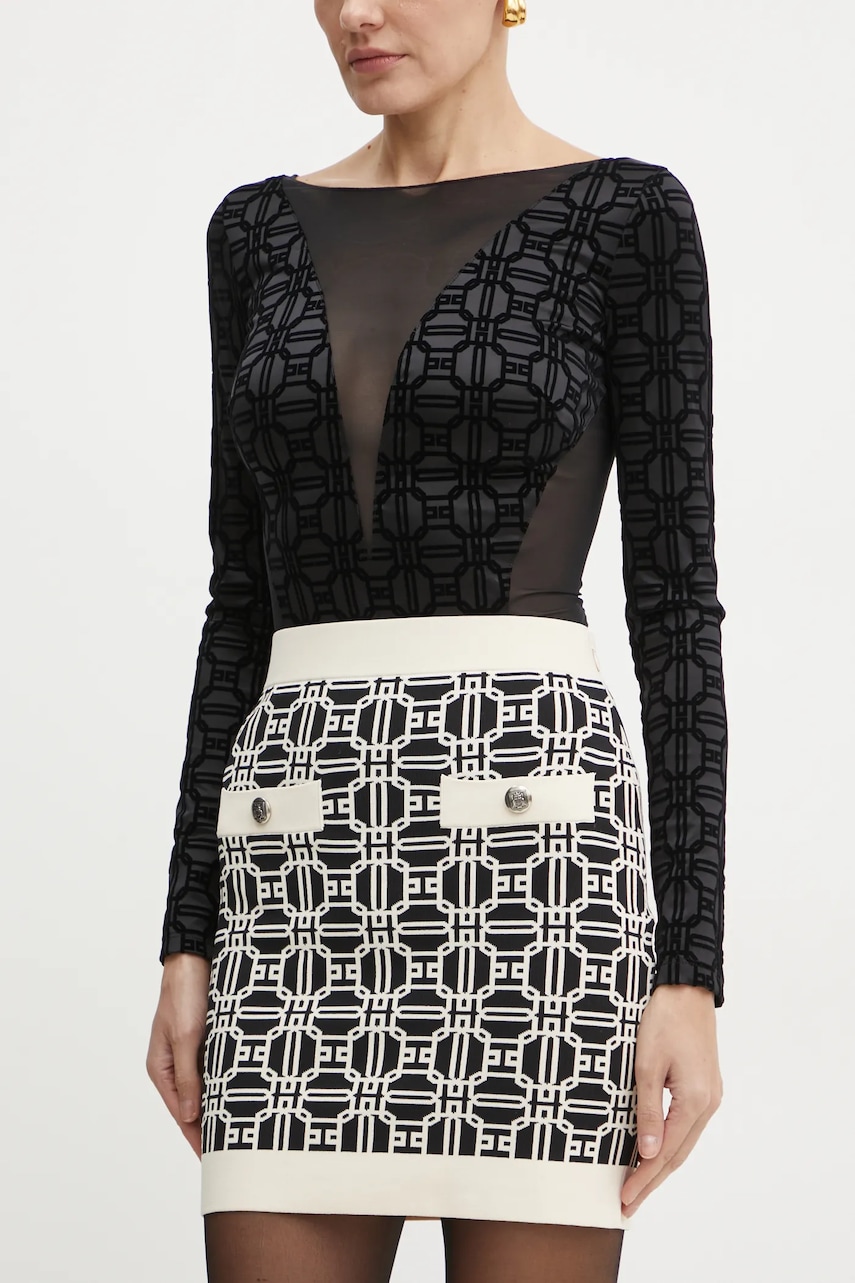Elisabetta Franchi fusta culoarea negru, mini, creion, GK04B47E2 Elisabetta Franchi fusta culoarea negru, mini, creion, GK04B47E2