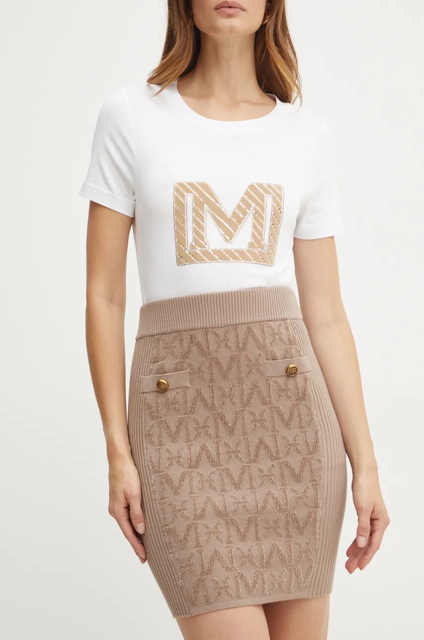 Levně Sukně Marciano Guess HERMIONE hnědá barva, mini, pouzdrová, 4BGD01 5661Z