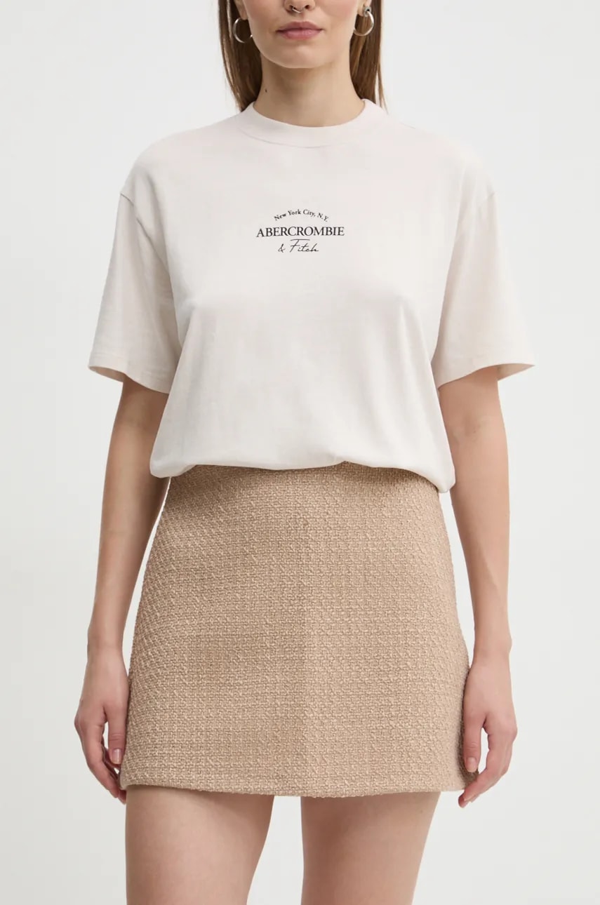 Levně Sukně Abercrombie & Fitch béžová barva, mini, pouzdrová, KI143-4331