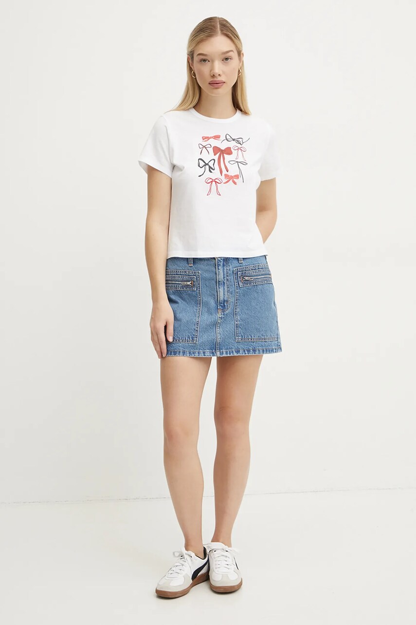 Τζιν φούστα Abercrombie & Fitch χρώμα: μπλε, KI143-4346 φωτογραφία