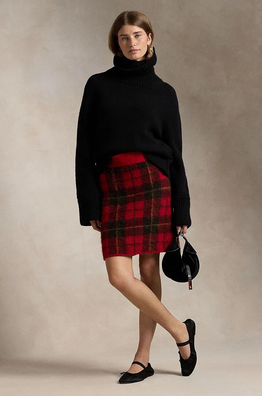 Levně Vlněná sukně Polo Ralph Lauren červená barva, mini, 211947923