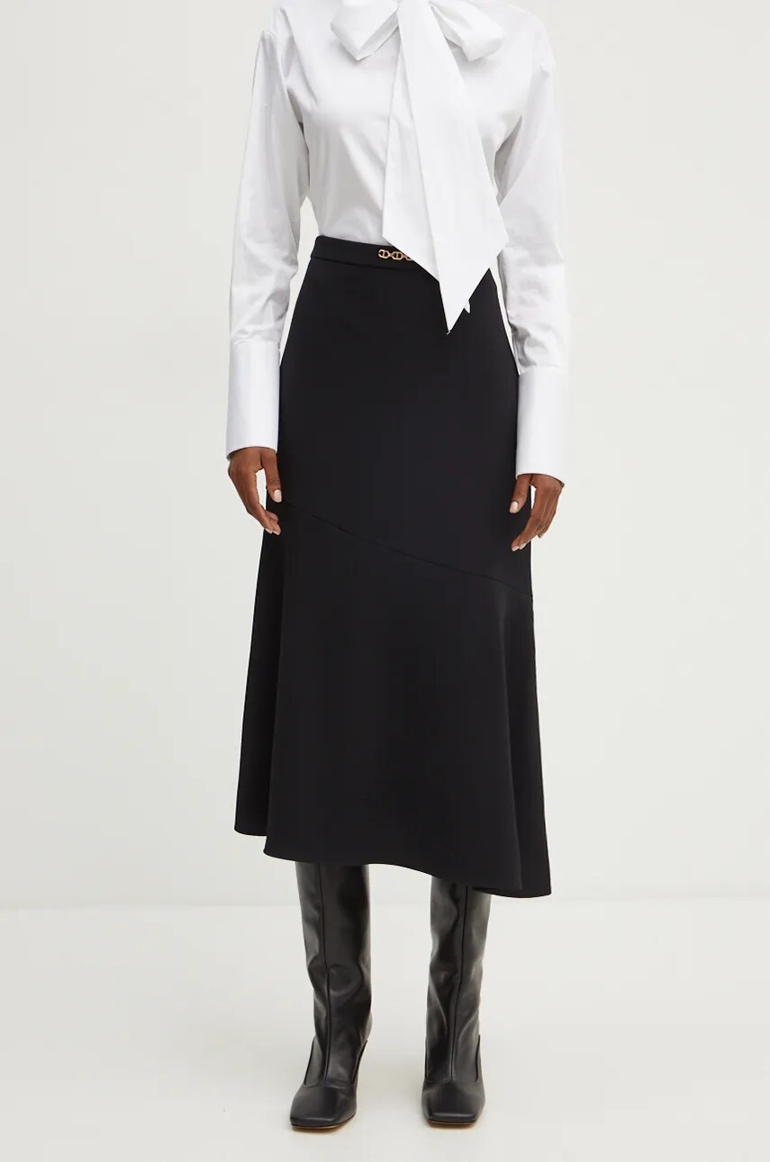 Levně Sukně Twinset černá barva, midi, áčková, 242TP2084