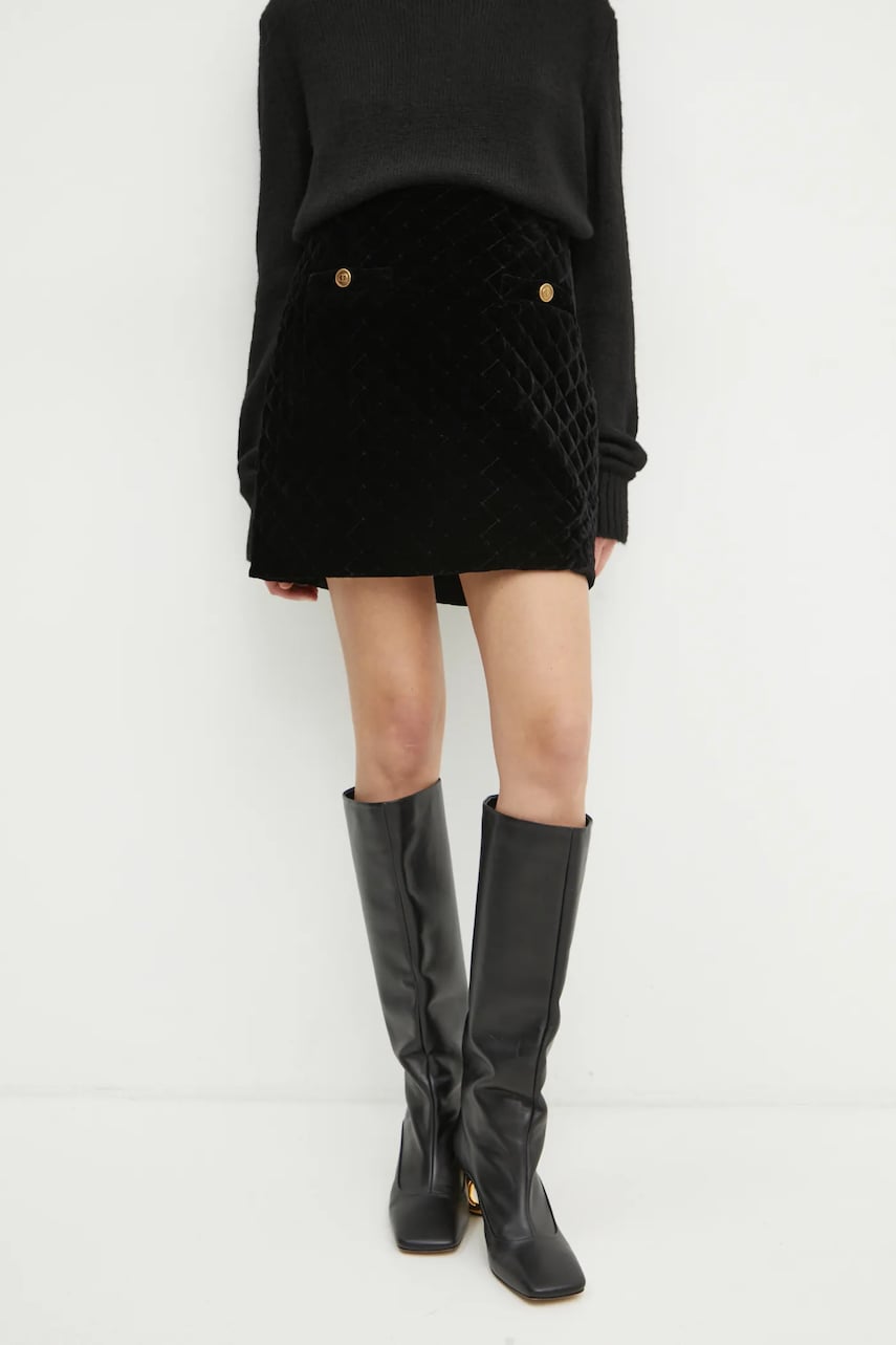 Levně Sukně Twinset černá barva, mini, áčková, 242TT2141
