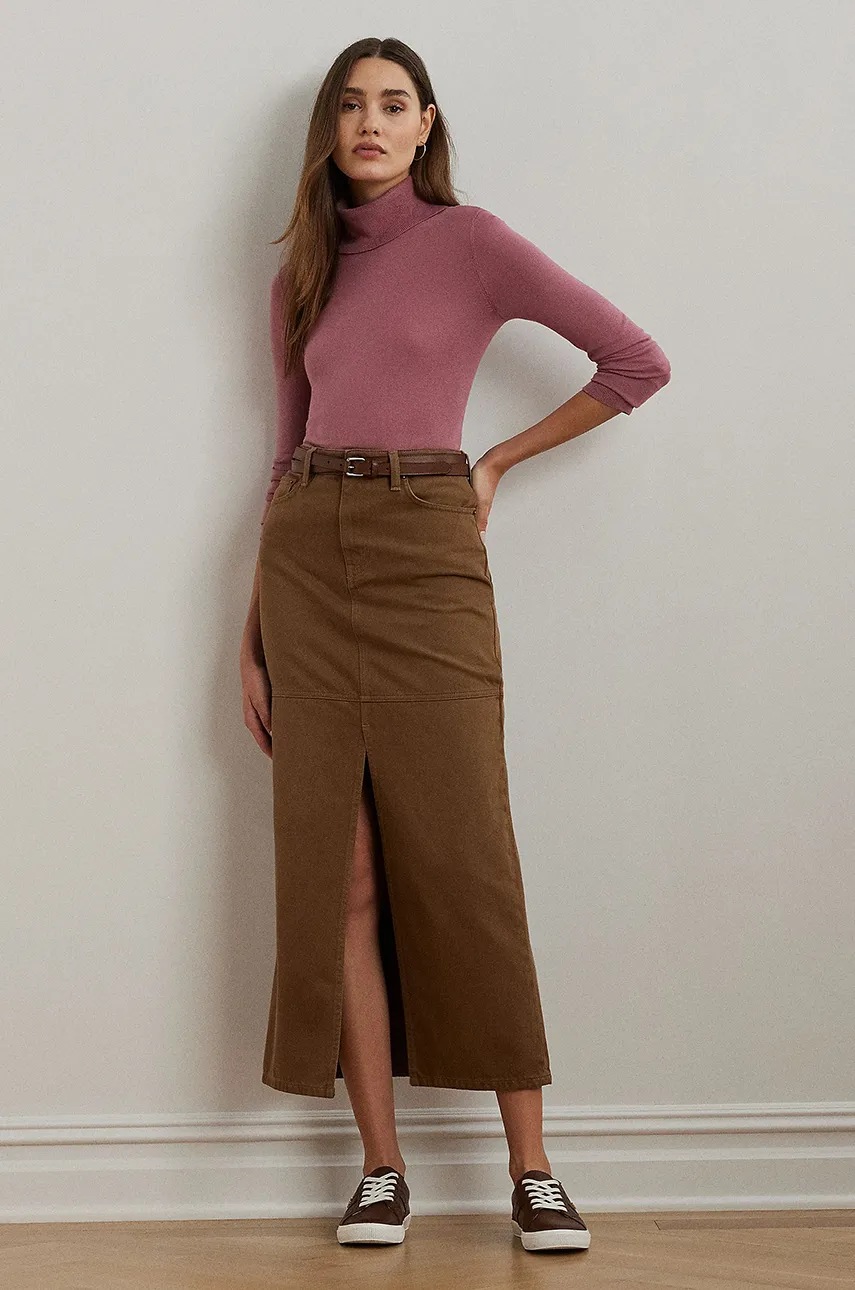 

Памучна пола Lauren Ralph Lauren, Кафяв