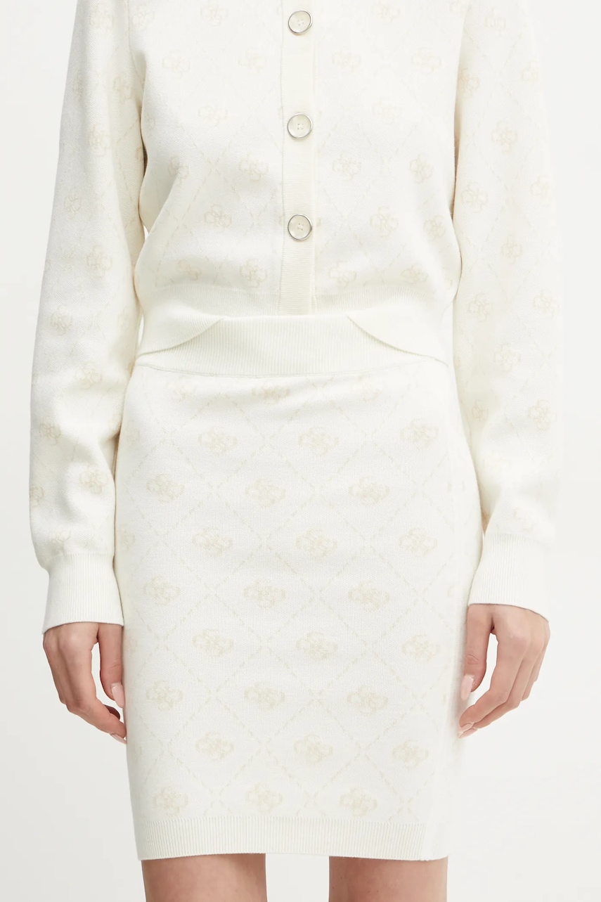 Guess spódnica z domieszką wełny SARAH kolor beżowy mini ołówkowa W4BD0S Z3JD2