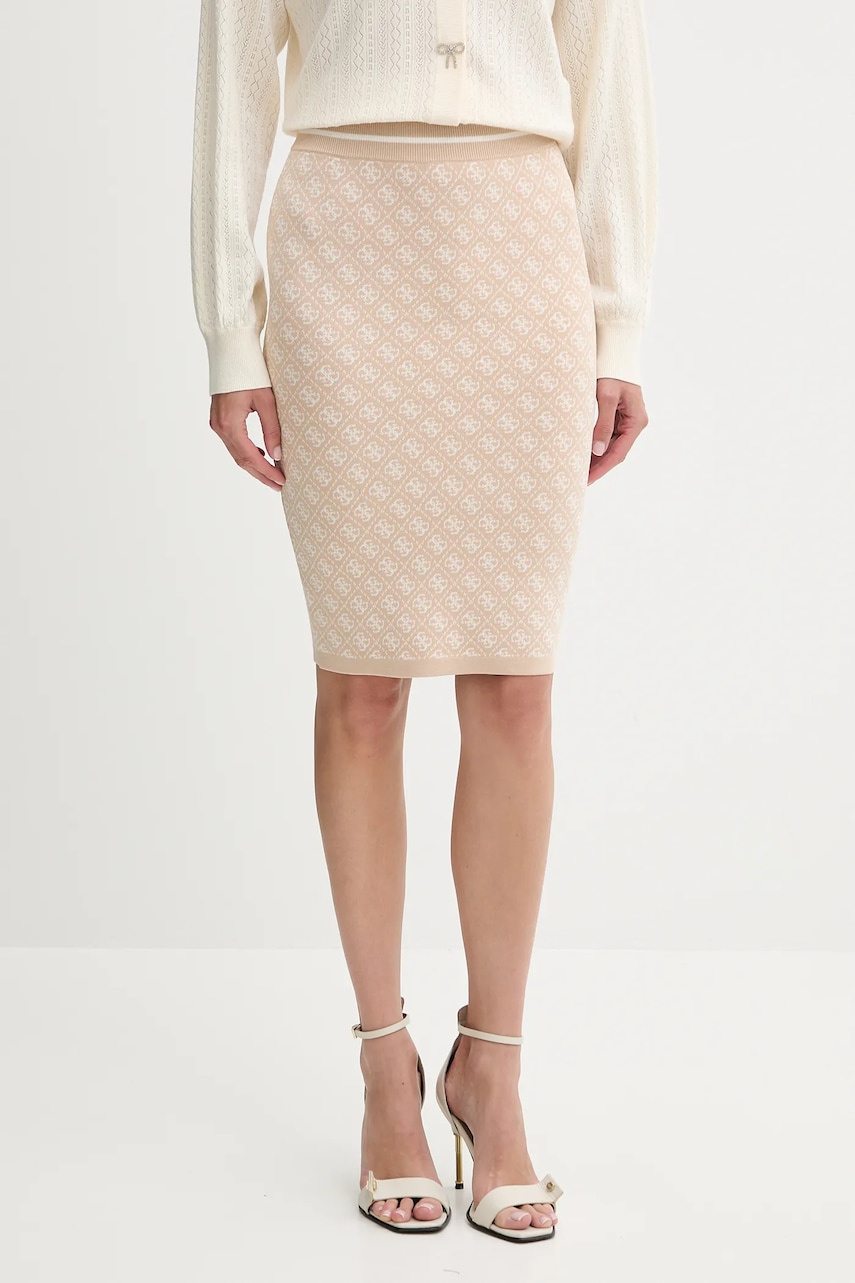 Levně Sukně Guess LISE černá barva, mini, pouzdrová, W4BD53 Z37K0