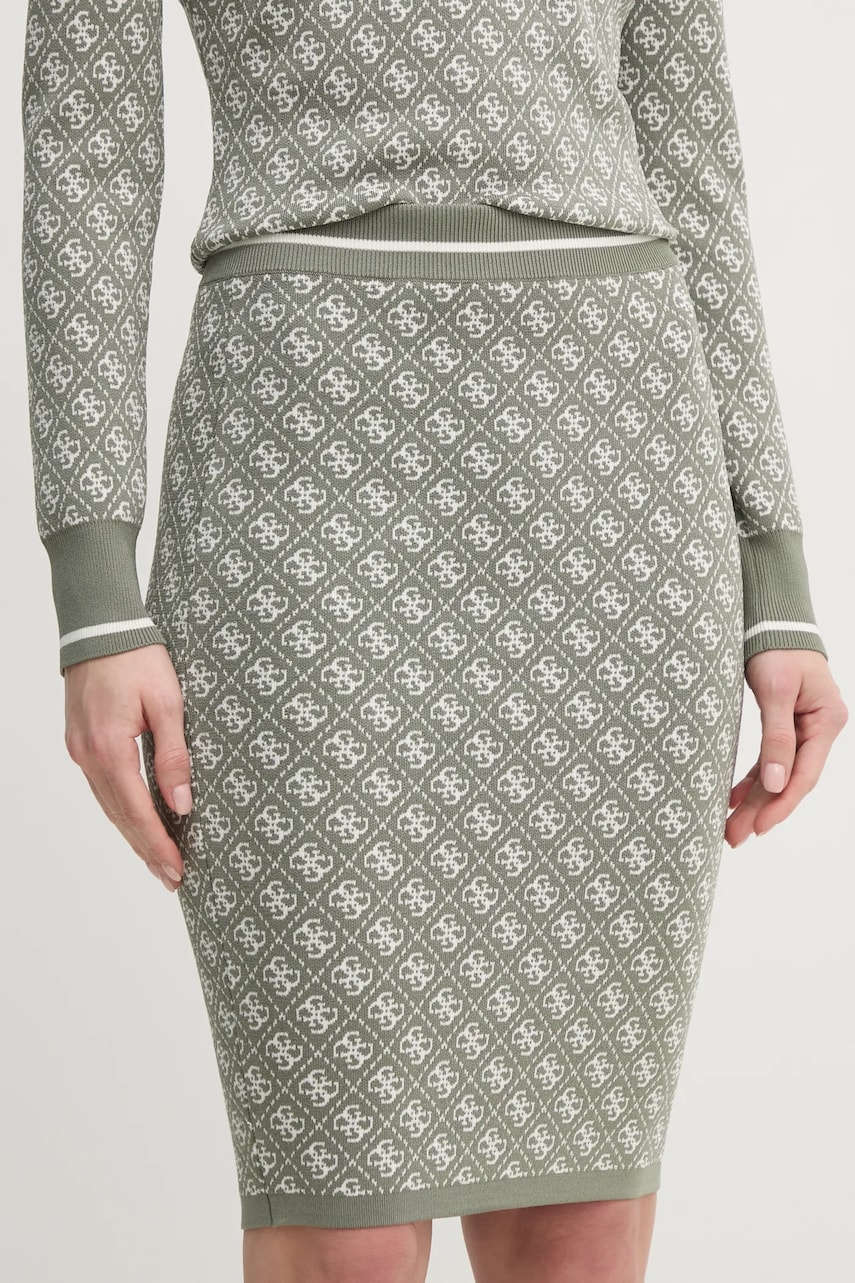 Levně Sukně Guess LISE zelená barva, mini, pouzdrová, W4BD53 Z37K0