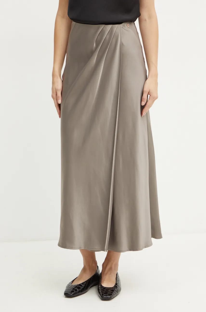 Levně Sukně Guess ANASTASIA hnědá barva, midi, W4BD56 WGIG2