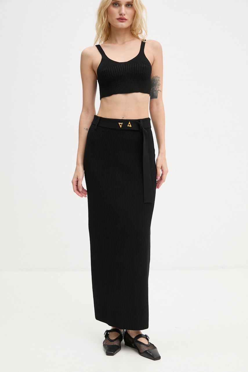 AERON fusta culoarea negru, midi, drept, CRSK196442