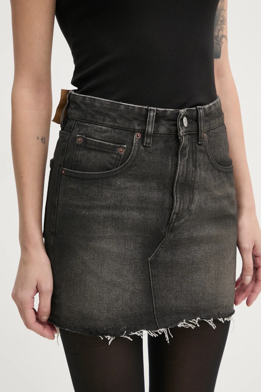 MM6 Maison Margiela fusta jeans culoarea gri, mini, creion, S62ME0011.S30848