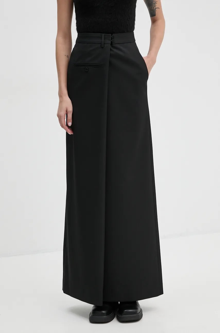 MM6 Maison Margiela fustă culoarea negru, maxi, drept, S62MI0025.M35227