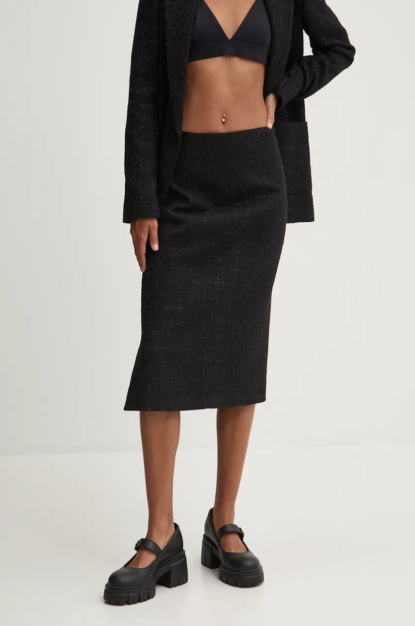 HUGO fusta culoarea negru, midi, drept, 50527297