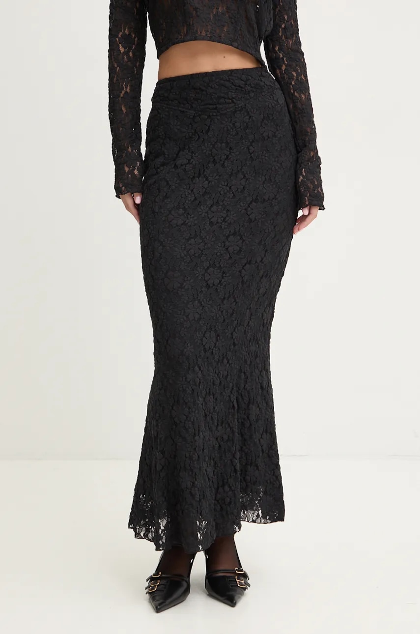 Rotate fusta culoarea negru, maxi, drept, 113070100