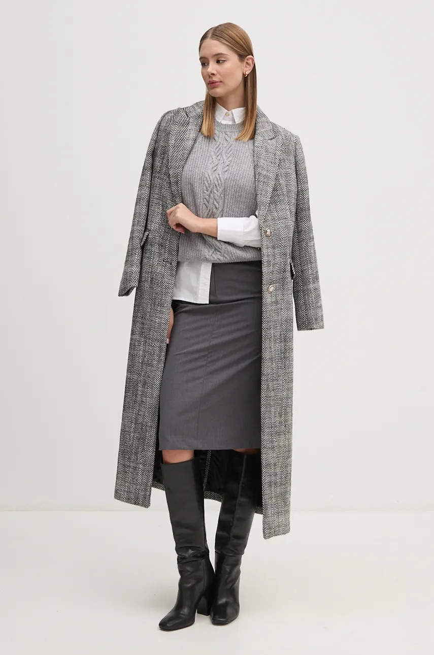 Юбка с примесью шерсти Sisley цвет серый midi прямая 4JYQL002G Юбка с примесью шерсти Sisley цвет серый midi прямая 4JYQL002G