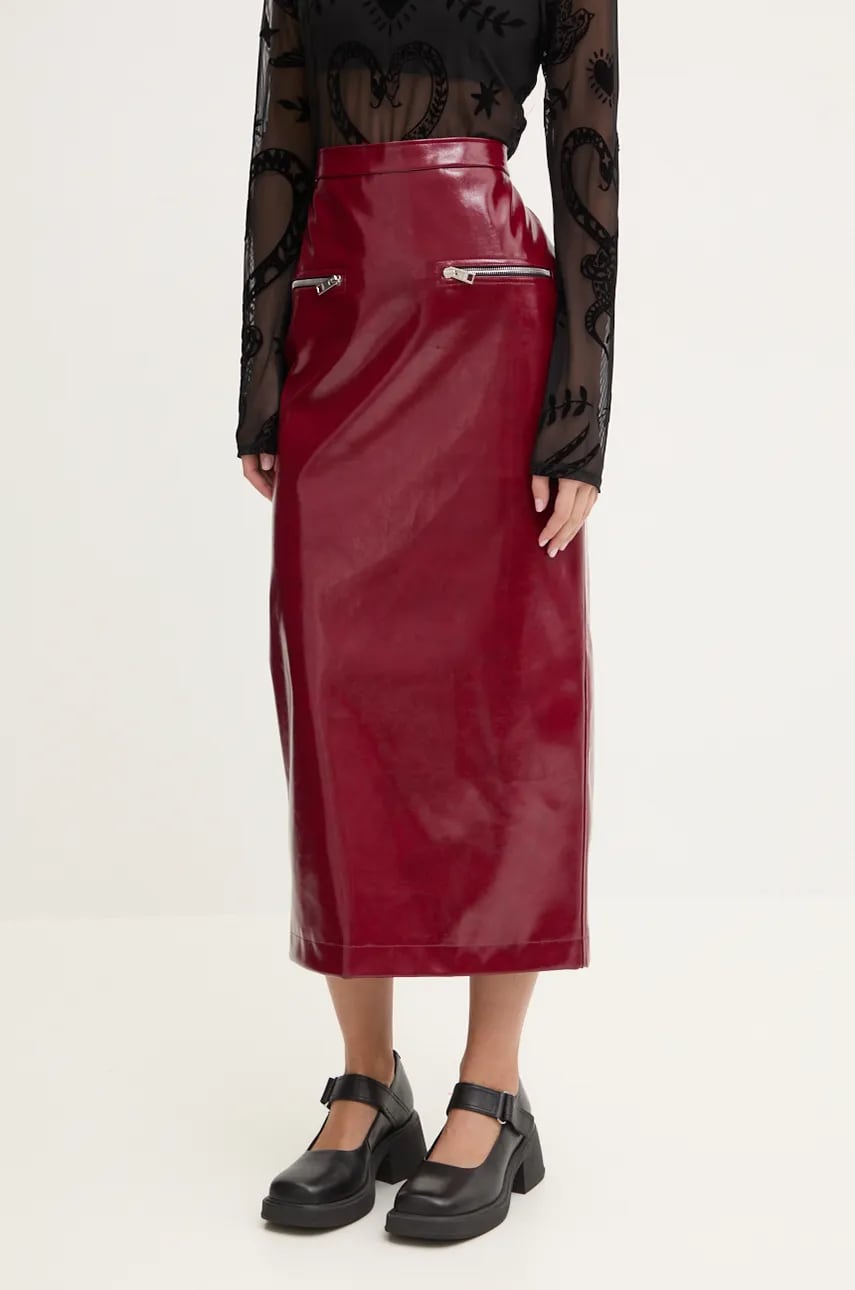 MSGM fusta culoarea bordo, maxi, creion, 3742MDD04.247800