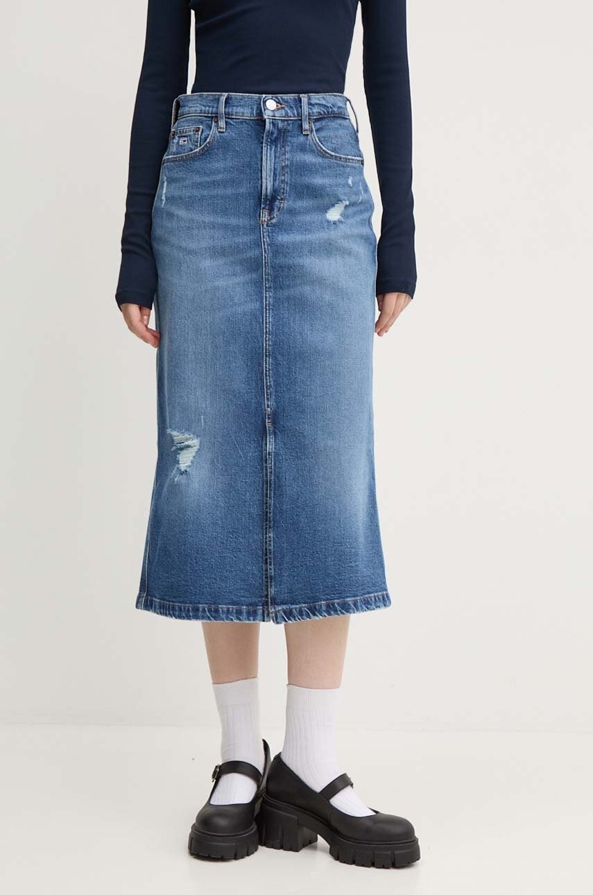 Tommy Jeans fustă din denim midi, dreaptă, DW0DW18946 Tommy Jeans fustă din denim midi, dreaptă, DW0DW18946