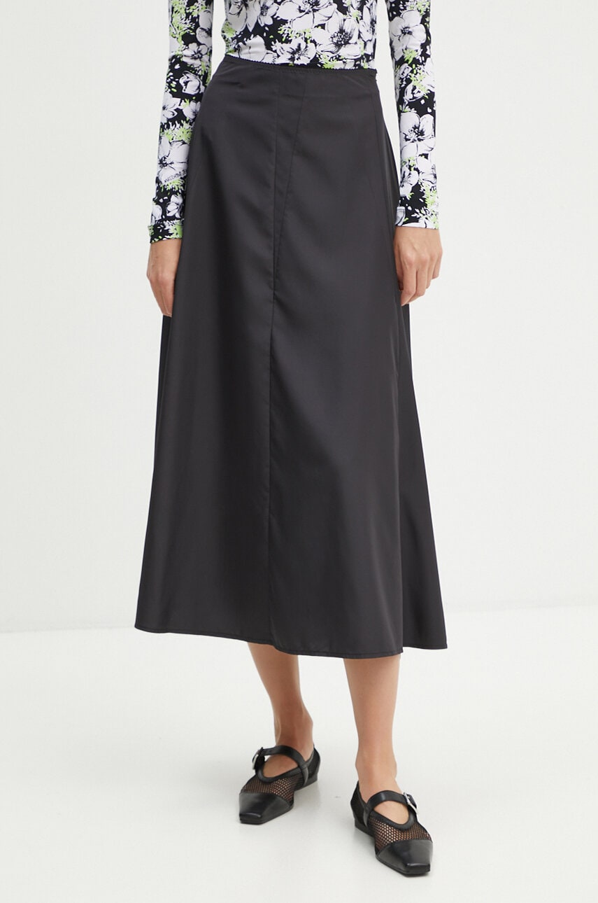 Moschino Jeans fusta culoarea negru, midi, evazati, J0107 8729