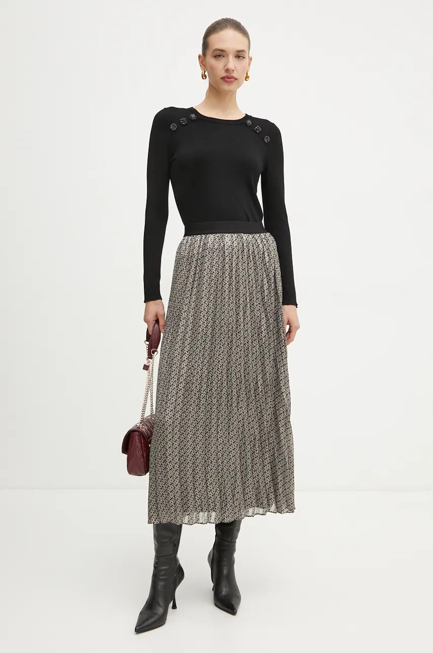 Morgan fusta JPLISY culoarea bej, maxi, evazati, JPLISY