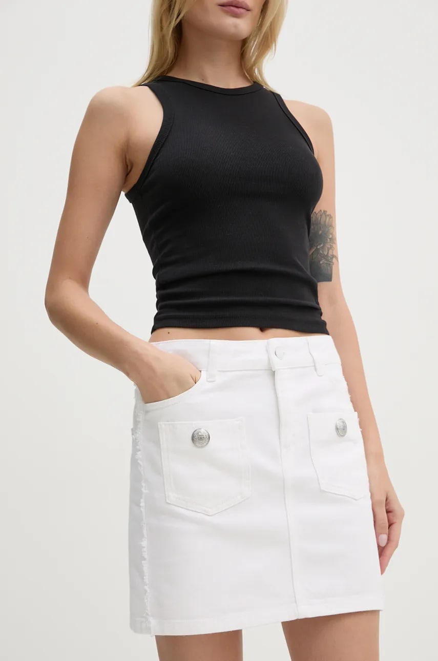 ZADIG&VOLTAIRE fustă din denim culoarea alb, mini, dreaptă, WWSK00386 ZADIG&VOLTAIRE fustă din denim culoarea alb, mini, dreaptă, WWSK00386