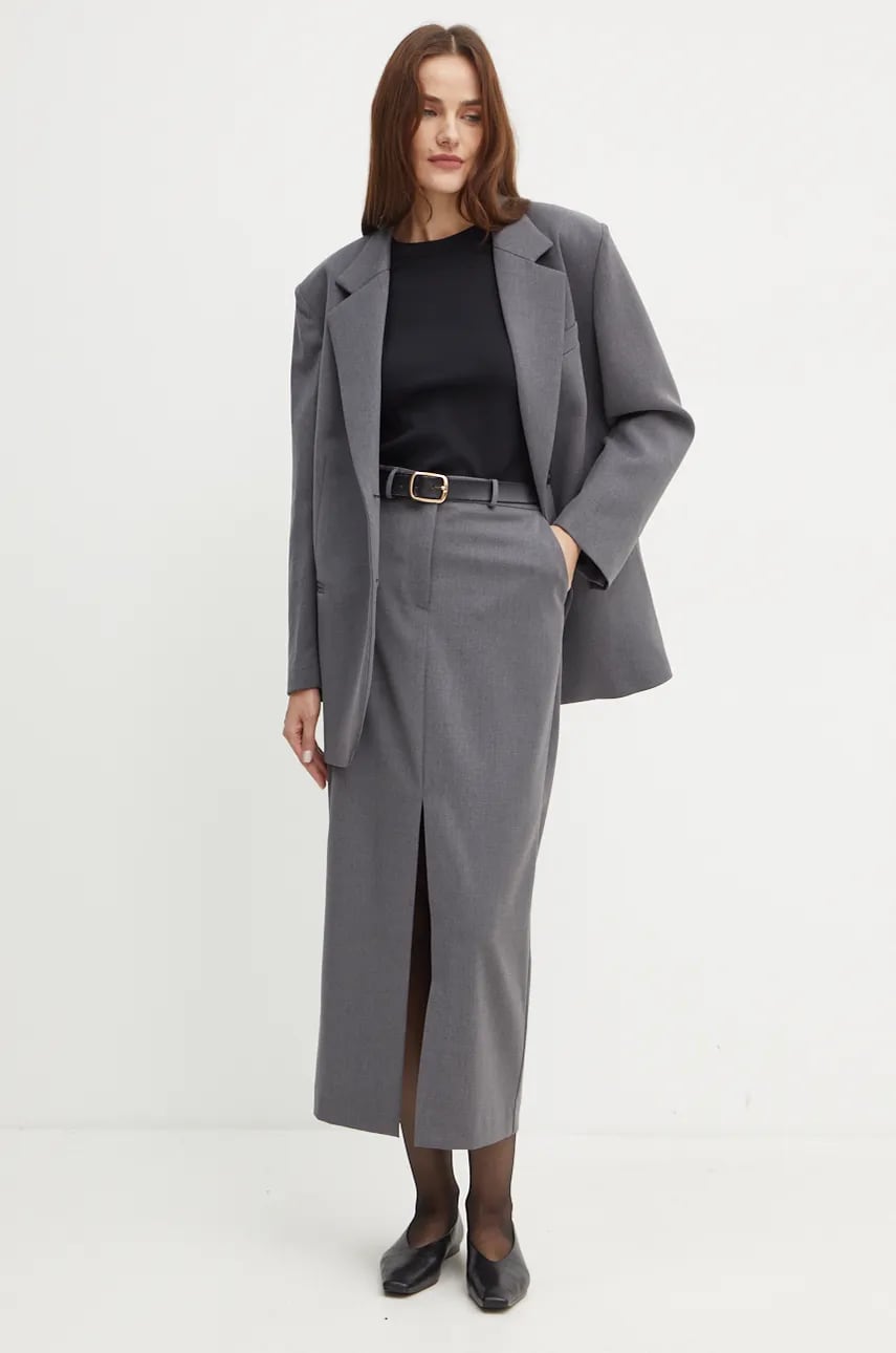 Simona Corsellini fusta culoarea gri, maxi, drept, A24CPGO006 Simona Corsellini fusta culoarea gri, maxi, drept, A24CPGO006