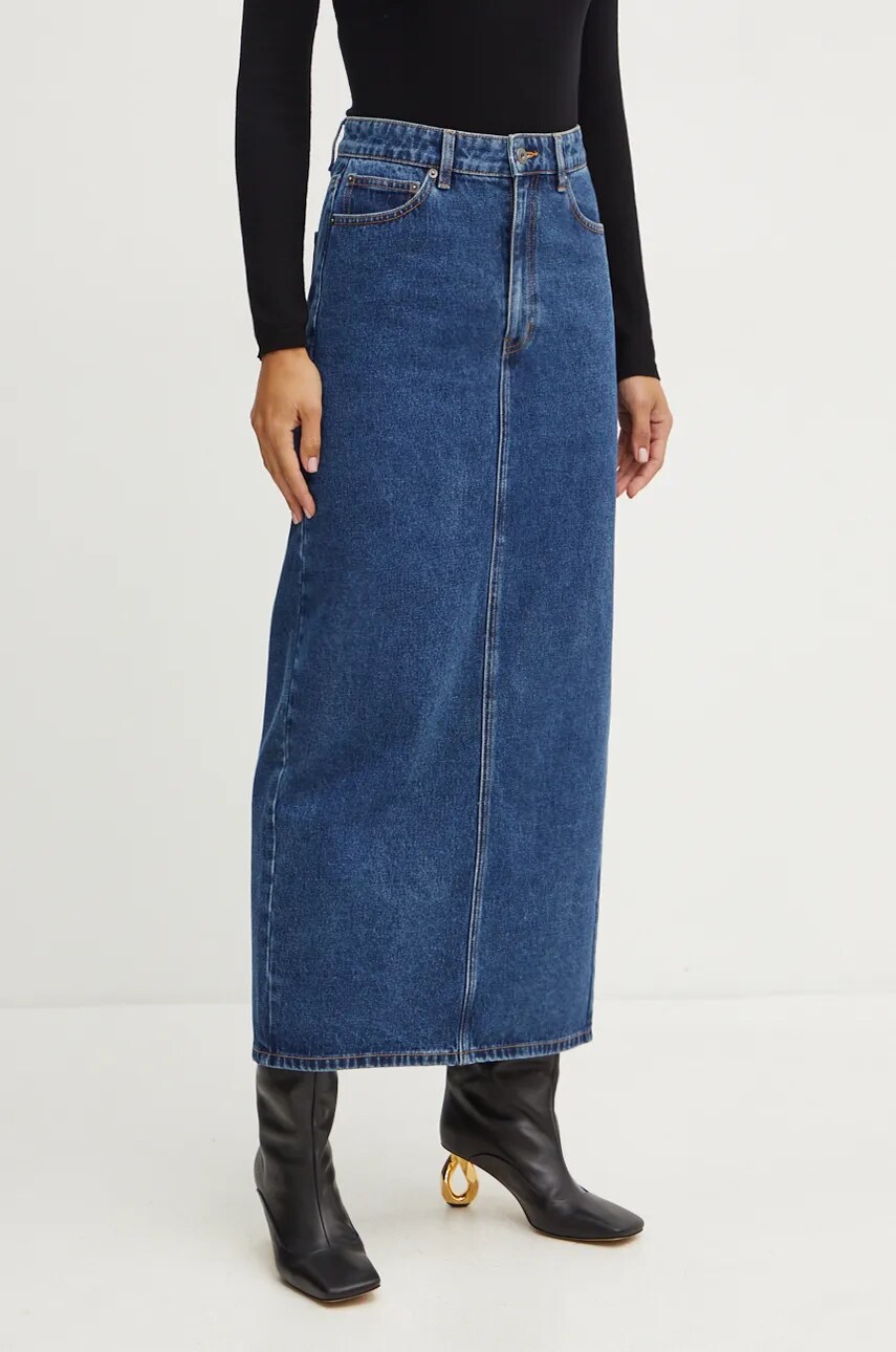 Bardot fustă din denim EVIANNA maxi, dreaptă, 91371SB1