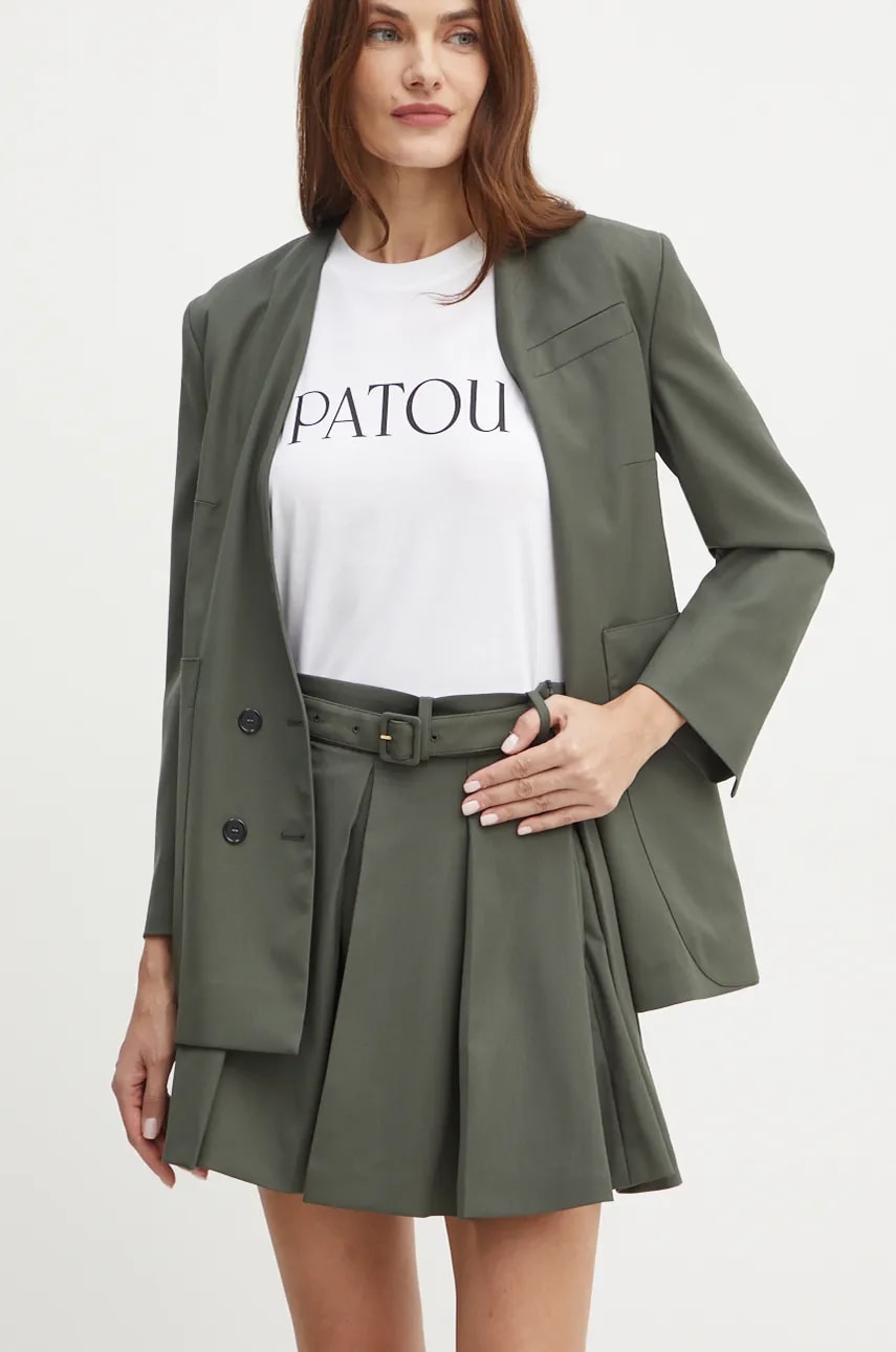 Patou fusta de lana culoarea verde, mini, evazati, SK0710103 Patou fusta de lana culoarea verde, mini, evazati, SK0710103