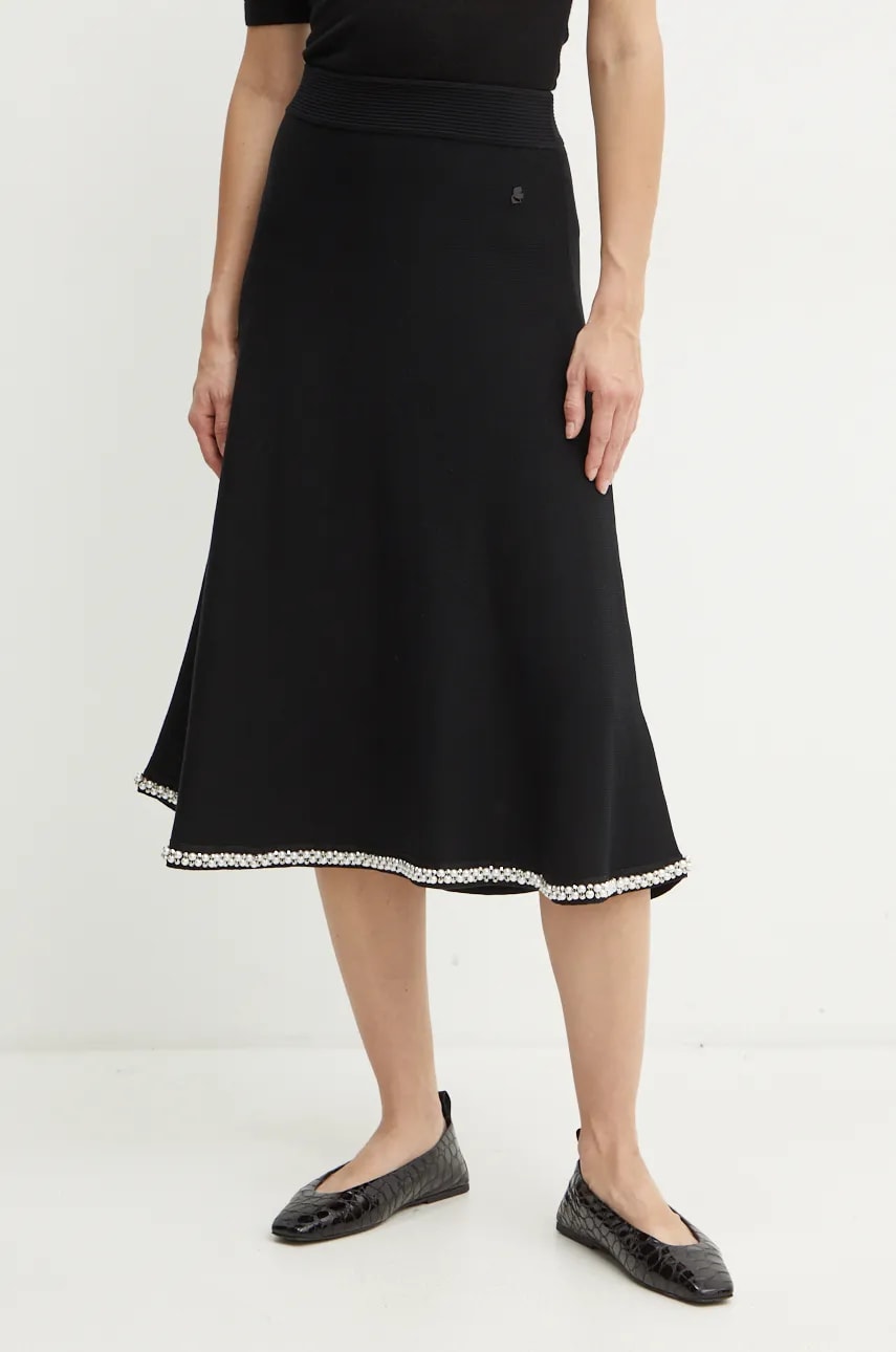 Karl Lagerfeld fusta culoarea negru, midi, evazati, 246W1207 Karl Lagerfeld fusta culoarea negru, midi, evazati, 246W1207