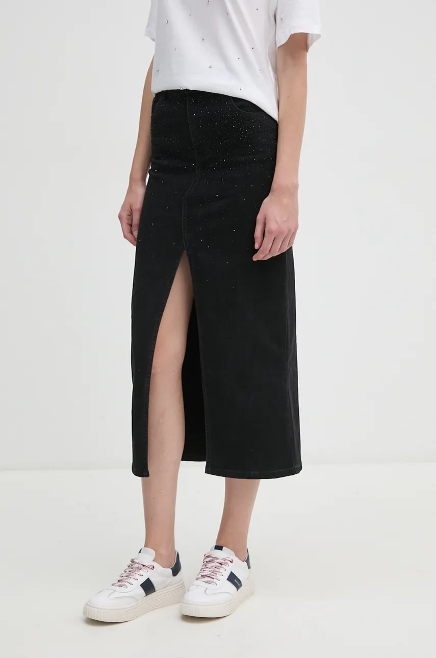 Gaudi fustă din denim culoarea negru, maxi, creion, 421BD76001 Gaudi fustă din denim culoarea negru, maxi, creion, 421BD76001