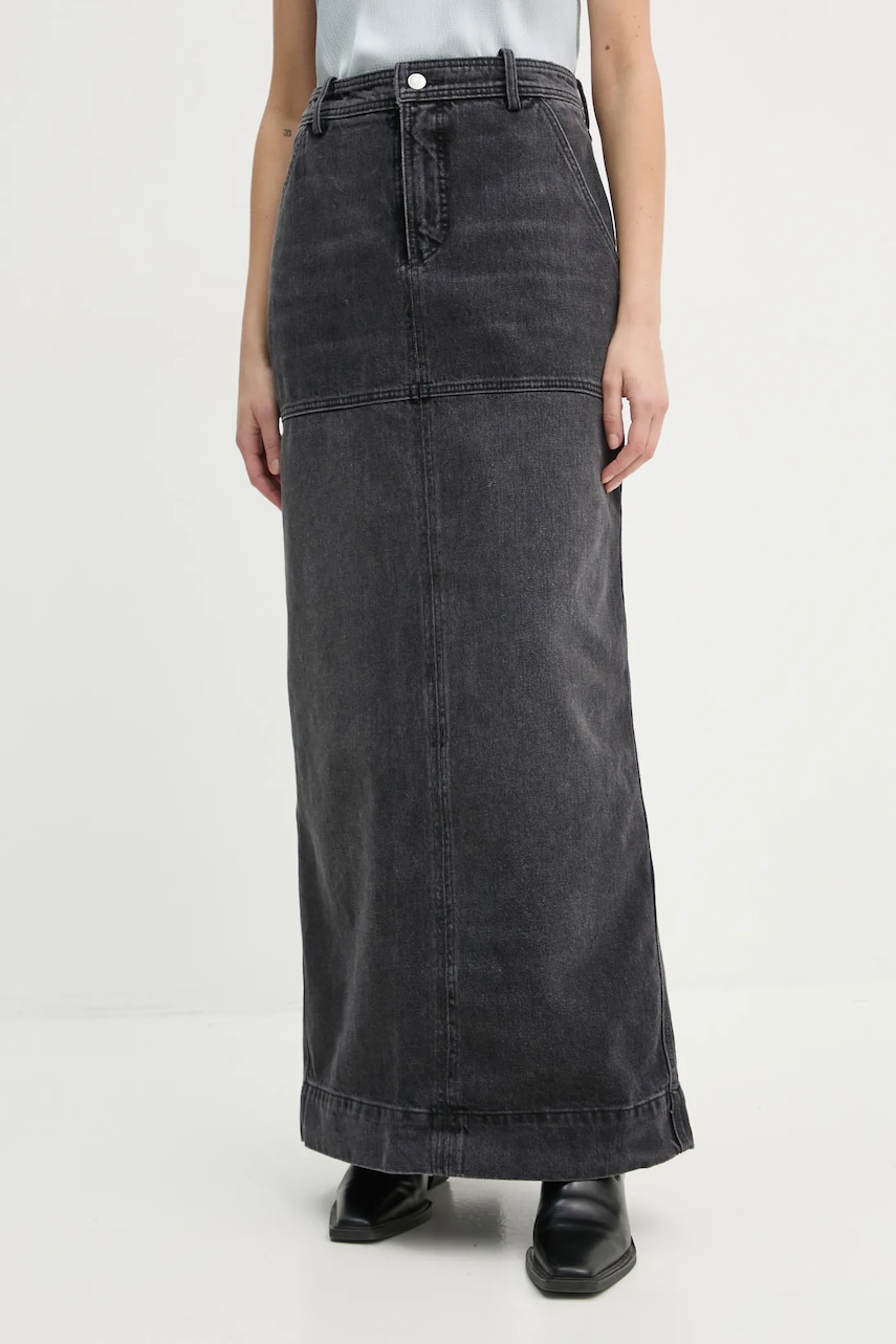 A.L.C. fustă din denim Hunter culoarea gri, maxi, dreaptă, 3SKRT00581 A.L.C. fustă din denim Hunter culoarea gri, maxi, dreaptă, 3SKRT00581