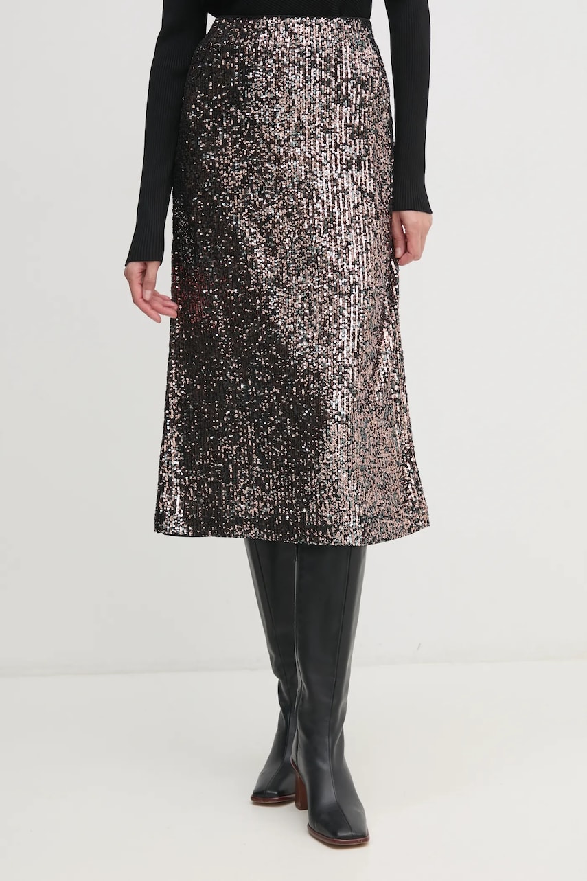 OUI fusta culoarea maro, midi, drept, 89843 OUI fusta culoarea maro, midi, drept, 89843