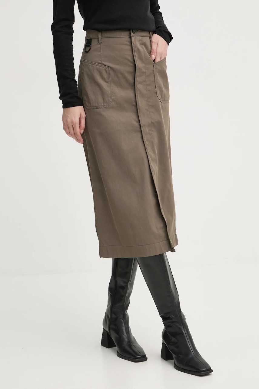 G-Star fustă culoarea maro, midi, drept, D25238-D728 - 0 | YEO