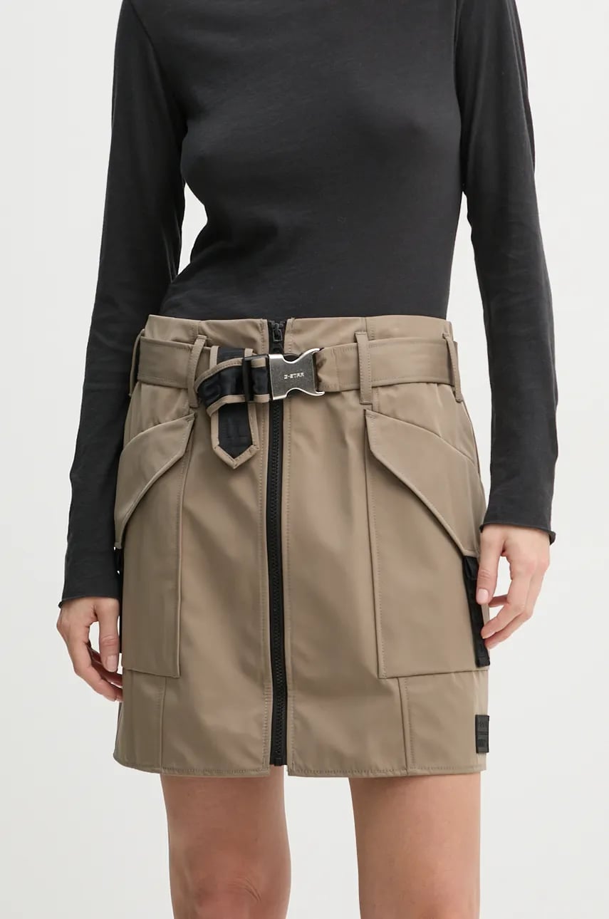 G-Star Raw fusta culoarea bej, mini, evazati, D25239-D720 G-Star Raw fusta culoarea bej, mini, evazati, D25239-D720