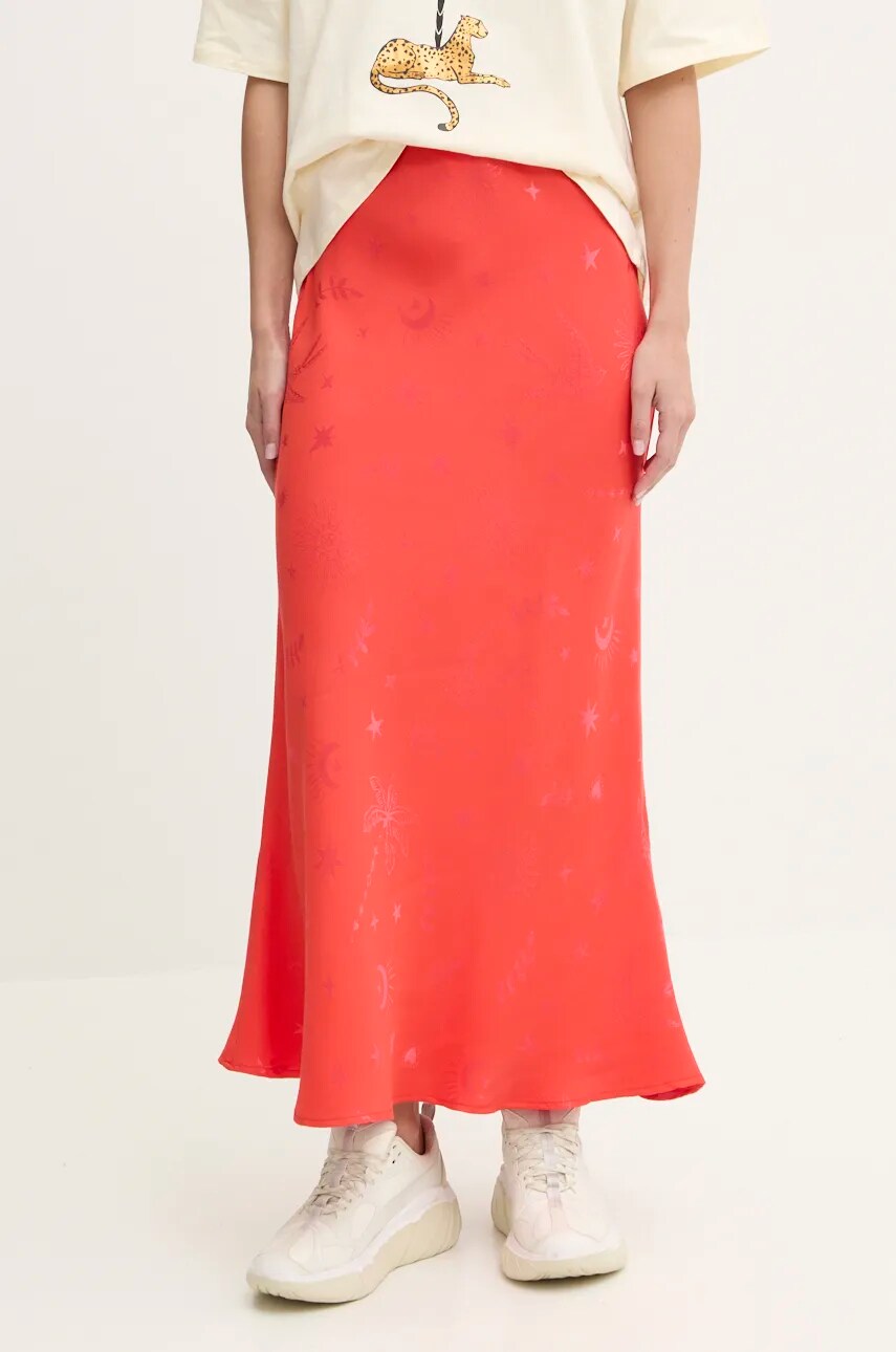 Levně Sukně Never Fully Dressed Dorris Skirt červená barva, maxi, áčková, NFDSK549
