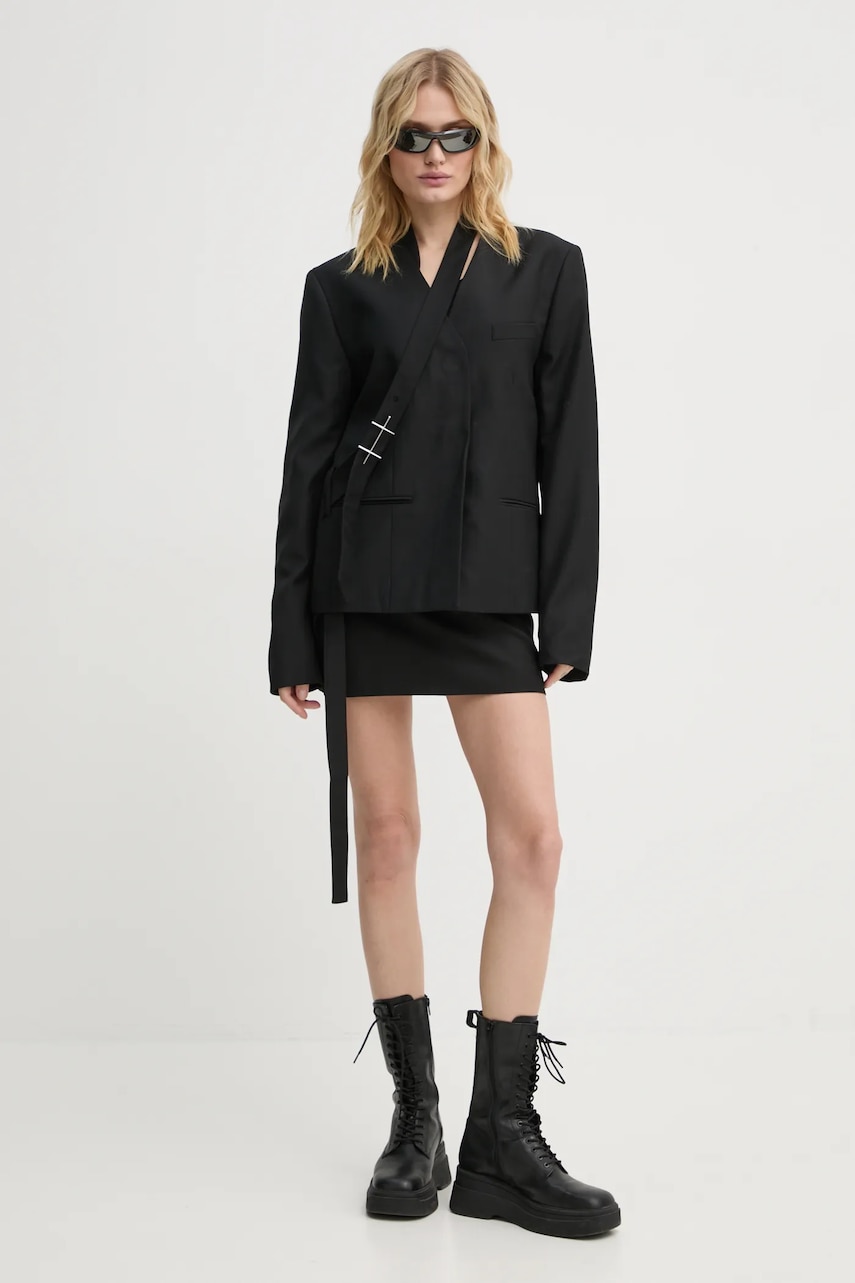 Юбка с примесью шерсти Heliot Emil цвет чёрный mini карандаш AW24.W.12.041.BLK01 Юбка с примесью шерсти Heliot Emil цвет чёрный mini карандаш AW24.W.12.041.BLK01