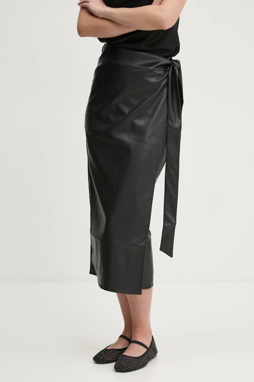 Never Fully Dressed fustă Jaspre culoarea negru, midi, drept, NFDSK590 Never Fully Dressed fustă Jaspre culoarea negru, midi, drept, NFDSK590