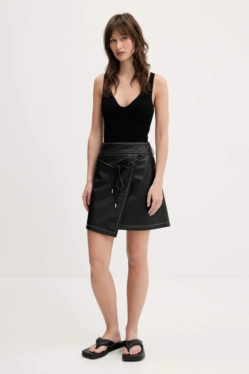 Кожаная юбка цвет чёрный mini карандаш W2R.286SL.P31161