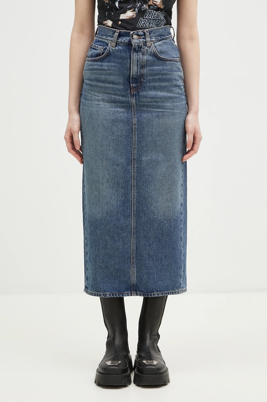 Fiorucci fustă din denim din bumbac Denim Midi culoarea bleumarin, midi, creion, W01FPDSK176DN01DN02