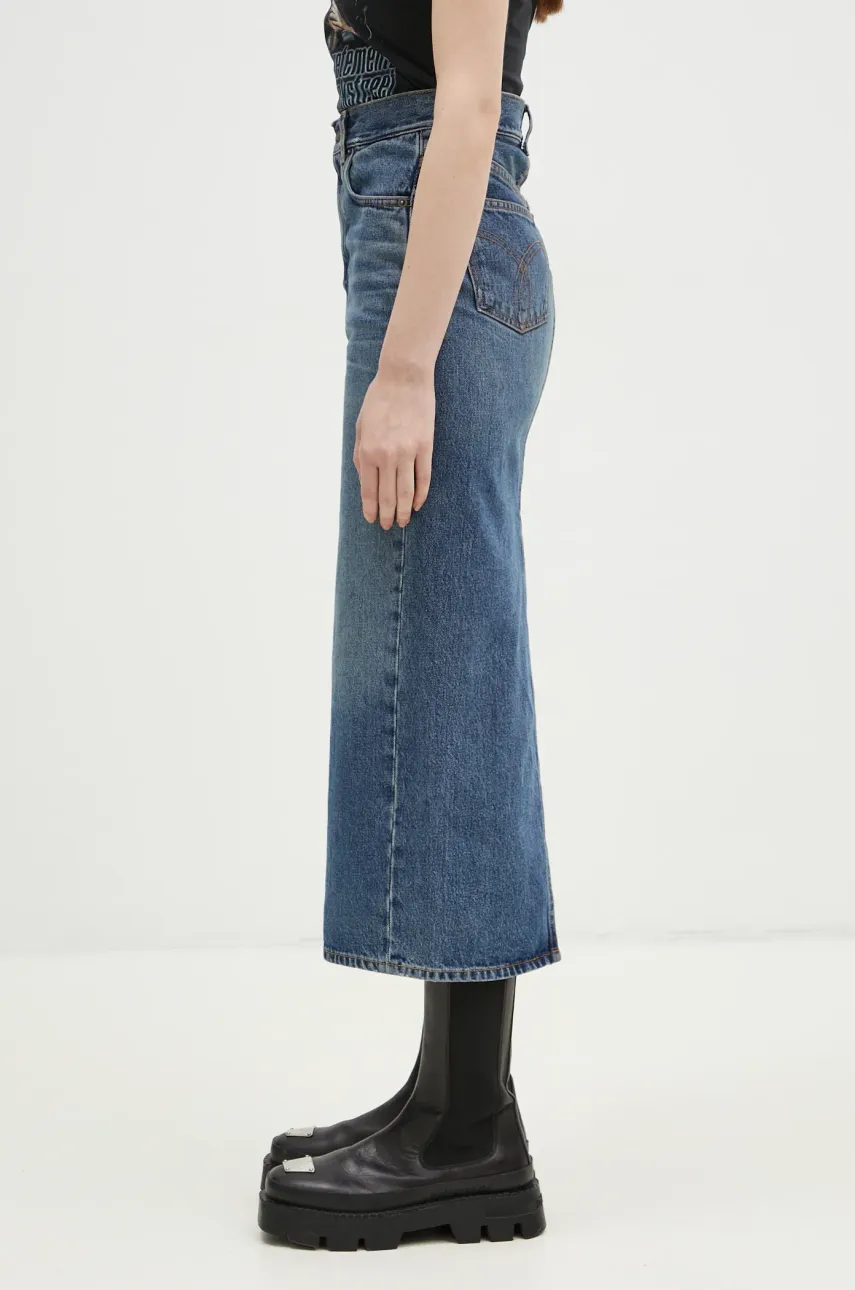 Хлопковая джинсовая юбка Fiorucci Denim Midi цвет синий midi карандаш W01FPDSK176DN01DN02 Хлопковая джинсовая юбка Fiorucci Denim Midi цвет синий midi карандаш W01FPDSK176DN01DN02