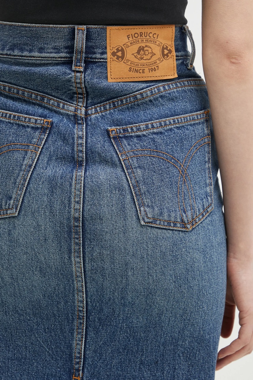 Джинсова бавовняна спідниця Fiorucci Denim Midi колір синій midi олівець W01FPDSK176DN01DN02 