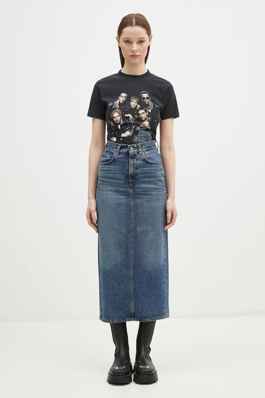 Джинсова бавовняна спідниця Fiorucci Denim Midi колір синій midi олівець W01FPDSK176DN01DN02 