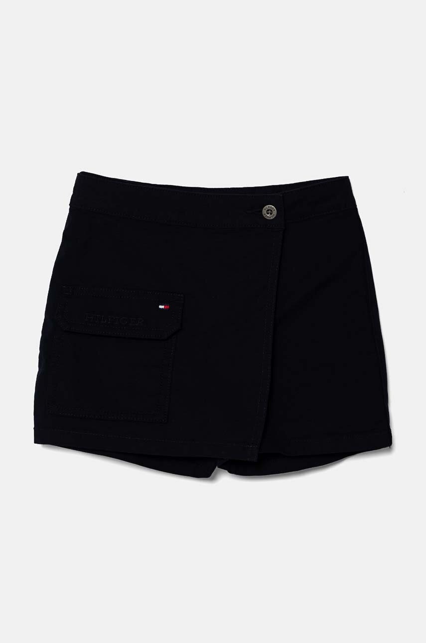 

Детска пола-панталон Tommy Hilfiger в тъмносиньо къса със стандартна кройка KG0KG08262, Тъмносин