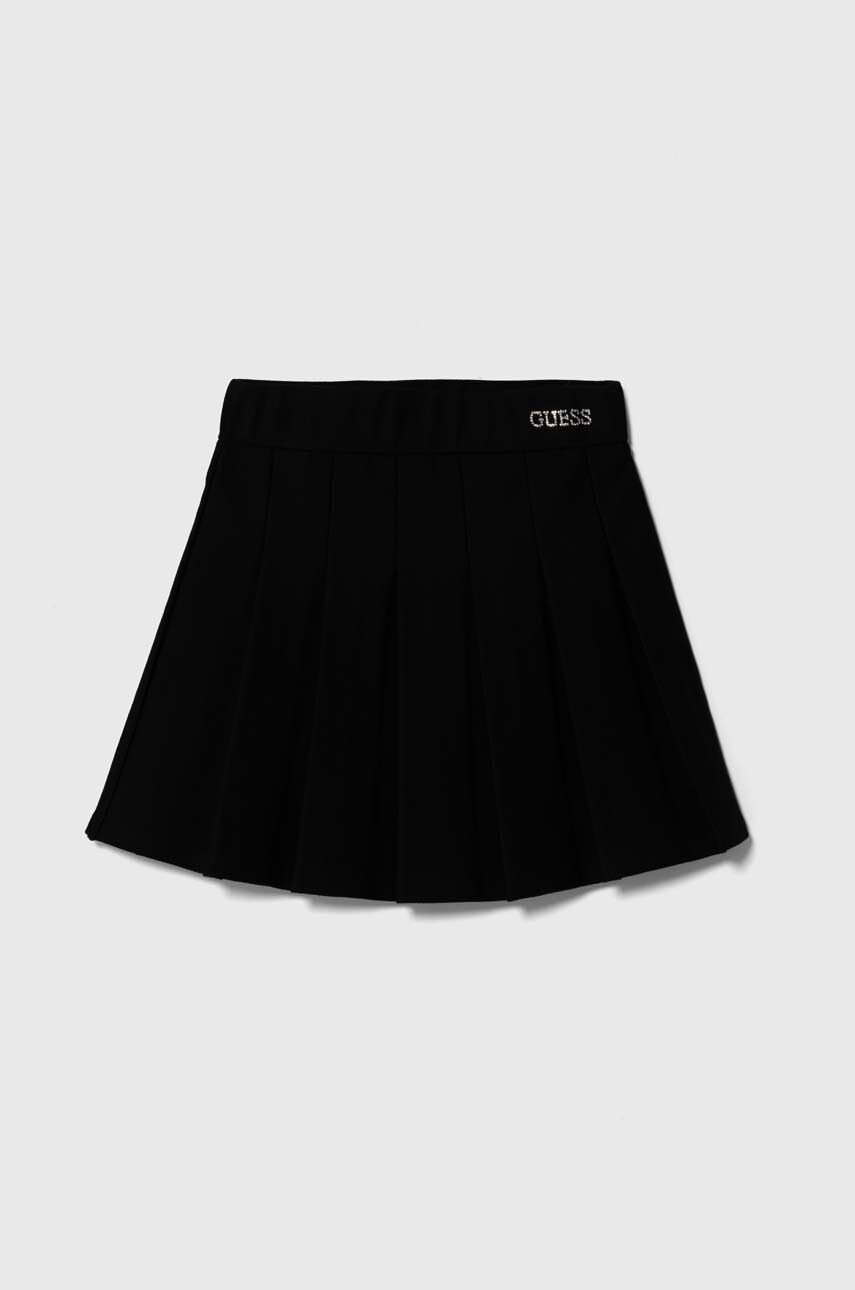

Детска пола Guess в черно къса разкроена J4YD02 KAUH0, Черен