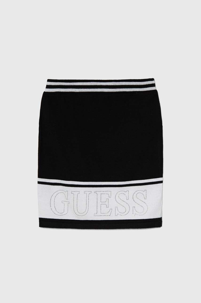 Levně Dětská sukně Guess černá barva, mini, J4YD05 Z3GW0